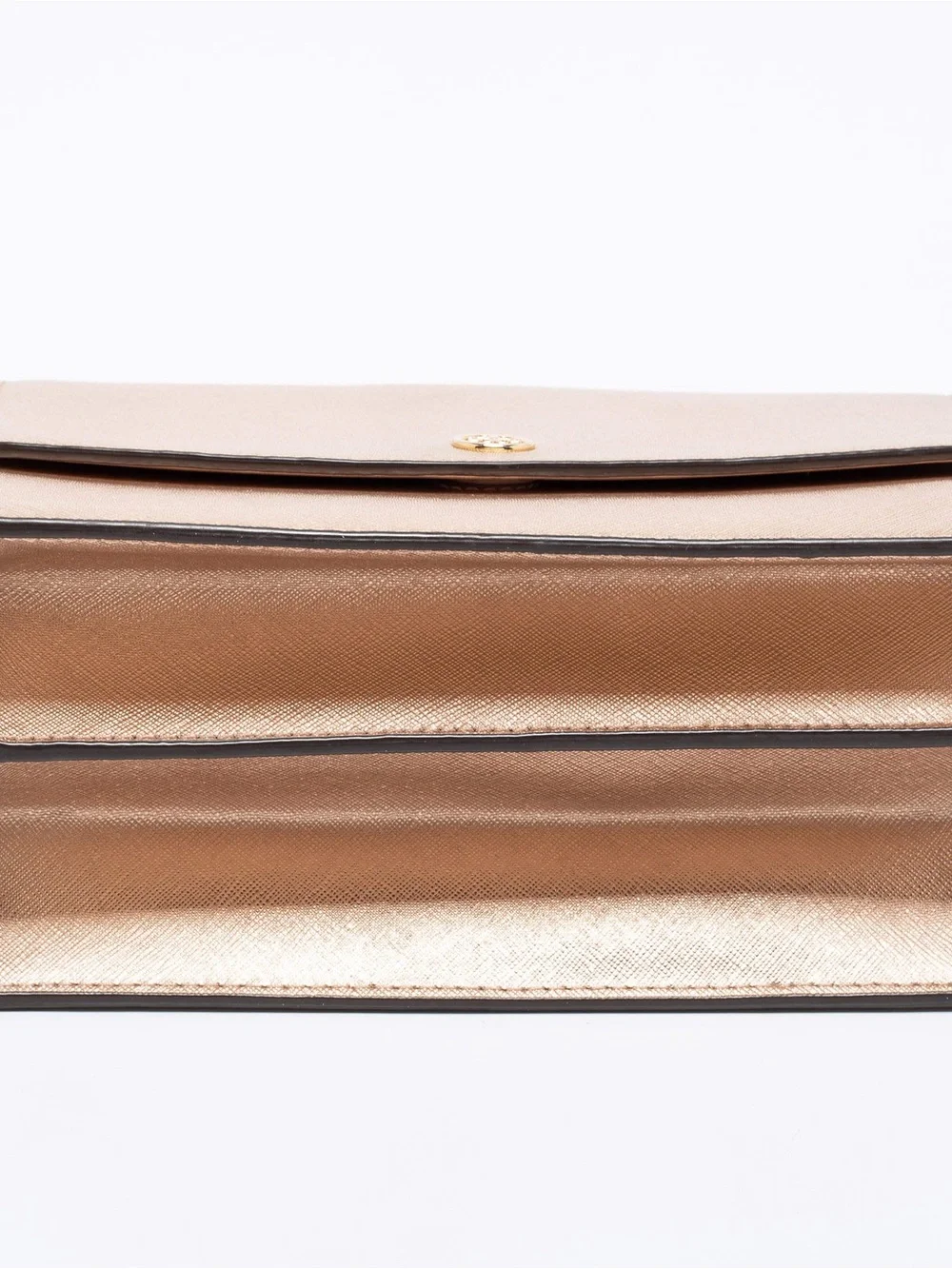 Tory Burch Robinson Chain Wallet Crossbody Rose Gold Metallic Saffiano Leather